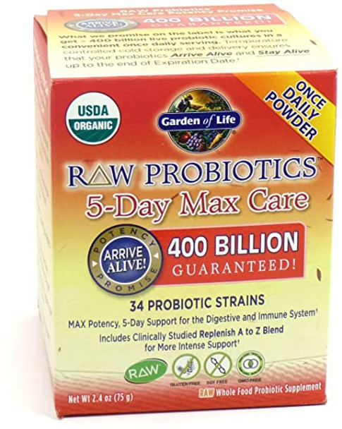 garden of life raw probiotics 5-day max care 400 billion cfu 2.4 oz