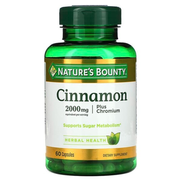 Nature's Bounty, Cinnamon Plus Chromium, 2,000 mg, 60 Capsules (1,000 mg per Capsule) Nature's Bounty, Cinnamon Plus Chromium, 2,000 mg, 60 Capsules (1,000 mg per Capsule)