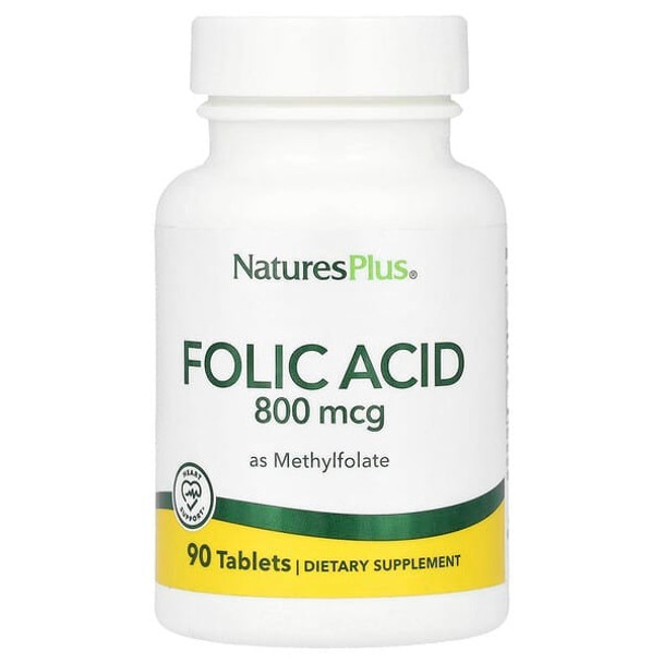 NaturesPlus, Folic Acid as Methylfolate , 800 mcg, 90 Tablets