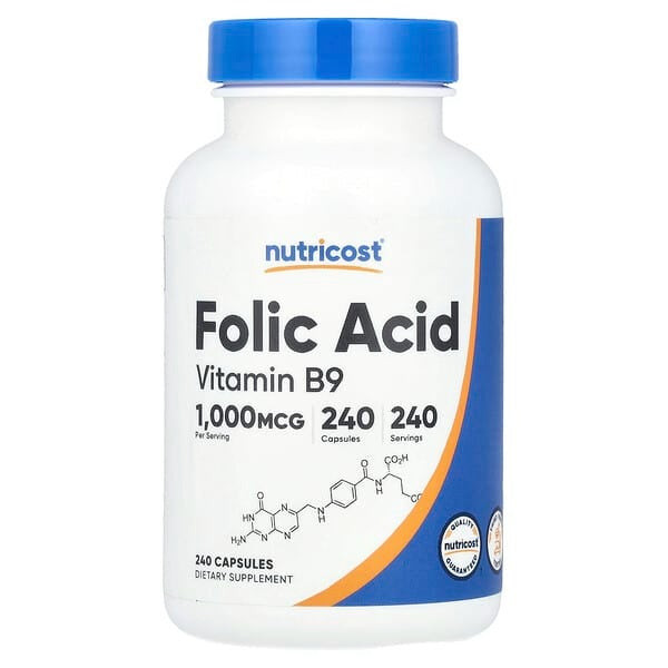 Nutricost, Folic Acid, 1,000 mcg, 240 Capsules