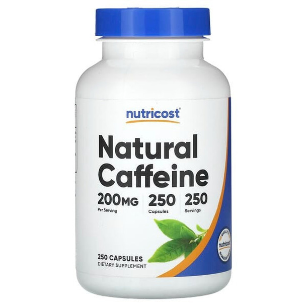Nutricost, Natural Caffeine, 200 mg, 250 Capsules Nutricost, Natural Caffeine, 200 mg, 250 Capsules
