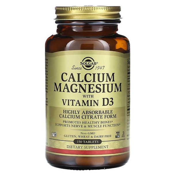 Solgar Calcium Magnesium with Vitamin D3, 150 Tablets