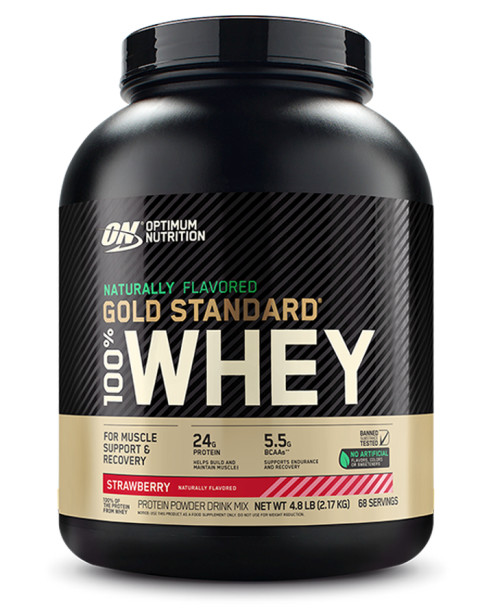 ON, Naturally Flavored Strawberry, 4.8 lbs, Optimum Nutrition Gold Standard 100% Whey