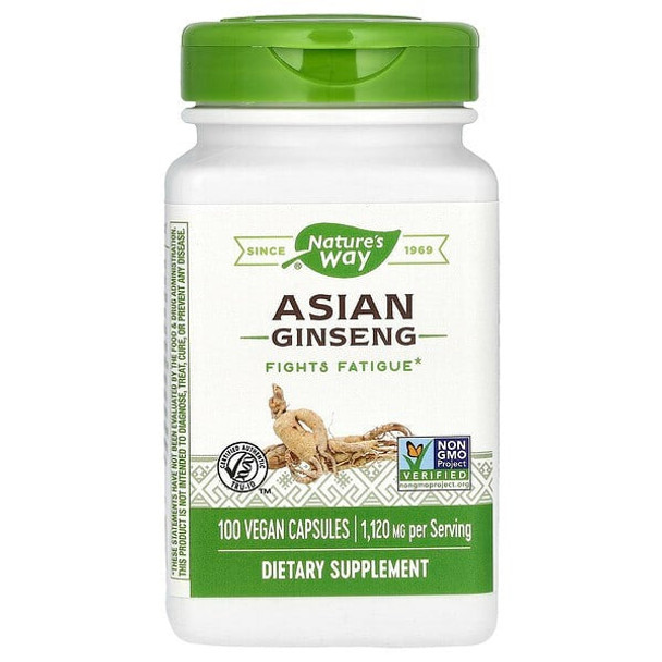 Nature's Way, Asian Ginseng, 1,120 mg, 100 Vegan Capsules (560 mg per Capsule)