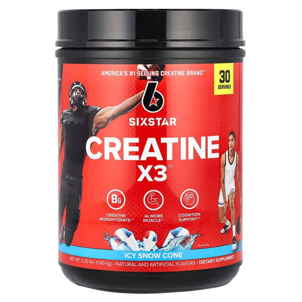 SIXSTAR, Creatine X3, Icy Snow Cone, 2.2 lbs (1.00 kg)