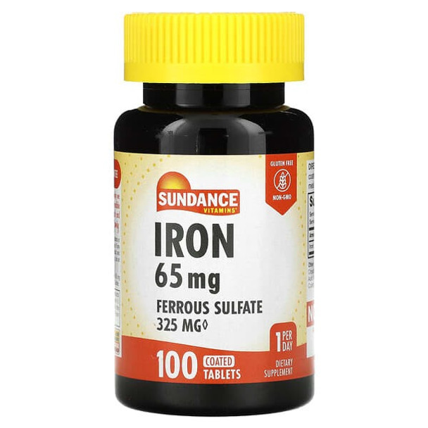 Sundance Vitamins, Iron, 65 mg, 100 Coated Tablets