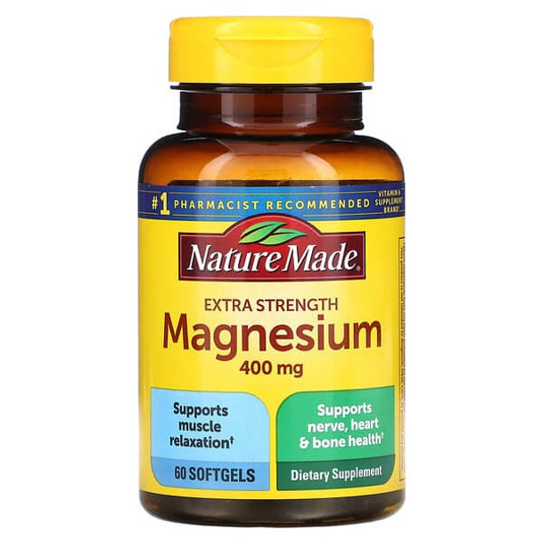 Nature Made, Magnesium, Extra Strength, 400 mg, 60 Softgels Nature Made, Magnesium, Extra Strength, 400 mg, 60 Softgels