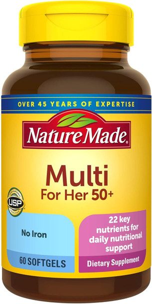 Nature Made Women's Multivitamin 50+ Softgels, 60 Count for Daily Nutritional Support