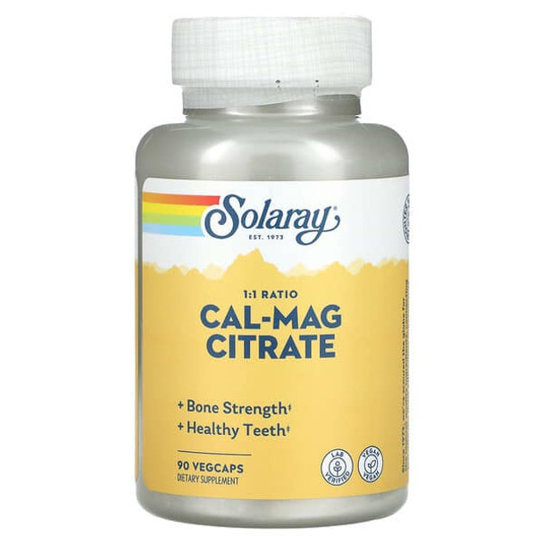 Solaray, Cal-Mag Citrate, 1:1 Ratio, 90 VegCaps Solaray, Cal-Mag Citrate, 1:1 Ratio, 90 VegCaps
