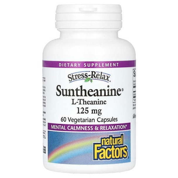 Natural Factors, Stress-Relax, Suntheanine, L-Theanine, 250 mg, 60 Vegetarian Capsules (125 mg Per Capsule)