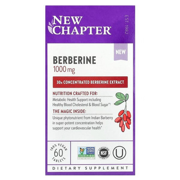 New Chapter, Berberine, 1,000 mg, 60 Vegan Tablets (500 mg per Tablet)