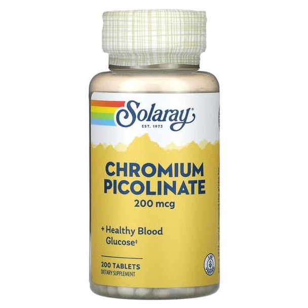Solaray, Chromium Picolinate, 200 mcg, 200 Tablets Solaray, Chromium Picolinate, 200 mcg, 200 Tablets