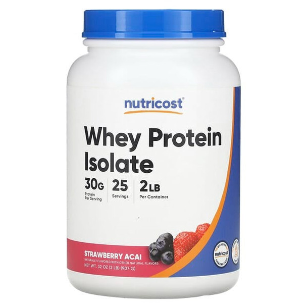 Nutricost Whey Protein Isolate, Strawberry Acai , 2 lb (907 g)