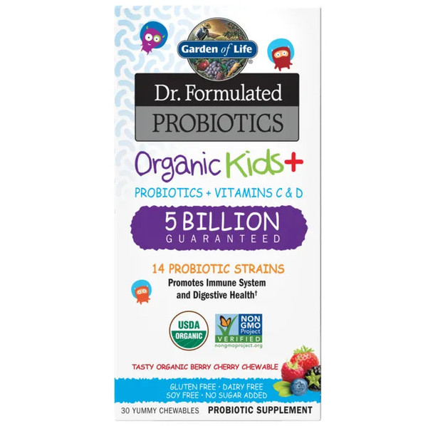 Dr. Formulated Probiotics Organic Kids+ Cooler Berry Cherry 30 Chewables