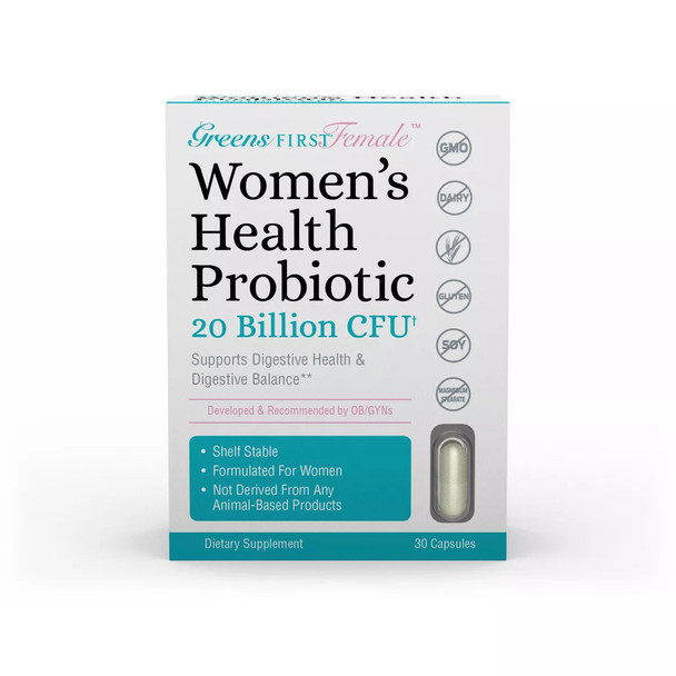 Greens First Female Women's Health Probiotic Daily Capsules for Immune and Digestive Support - 30ct