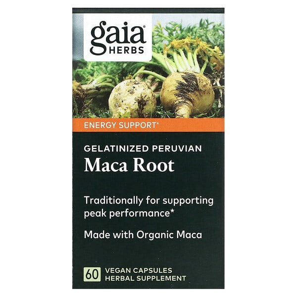 Gaia Herbs, Gelatinized Peruvian Maca Root, 60 Vegan Capsules