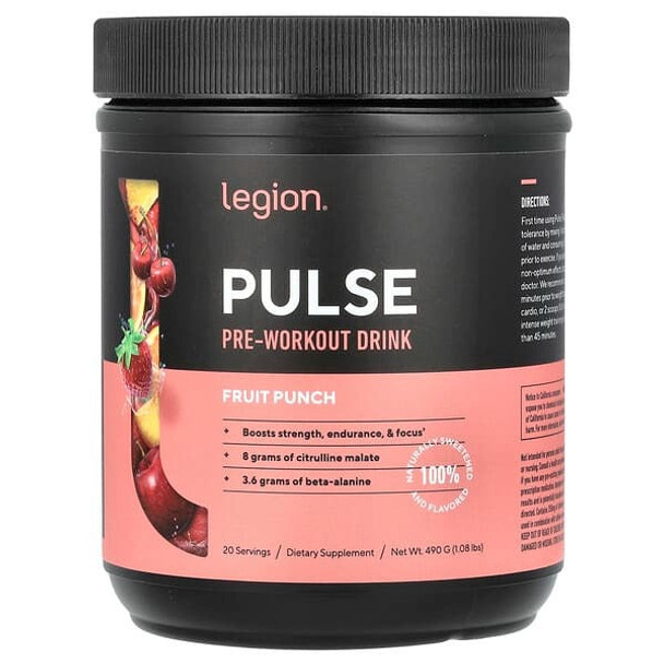 Legion Athletics, Pulse, Pre-Workout Drink, Fruit Punch, 1.08 lbs (490 g)
