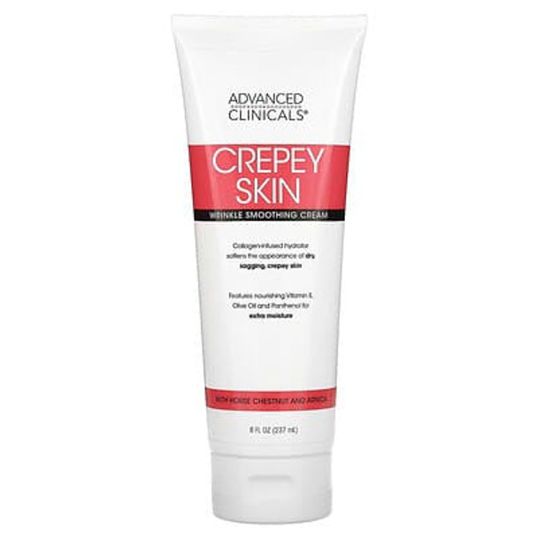 Advanced Clinicals, Crepey Skin, Wrinkle Smoothing Cream, 8 fl oz (237 ml)