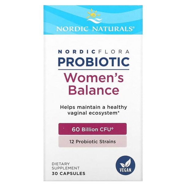 Nordic Naturals, Nordic Flora Probiotic, Women's Balance, 60 Billion CFU, 30 Capsules Nordic Naturals, Nordic Flora Probiotic, Women's Balance, 60 Billion CFU, 30 Capsules