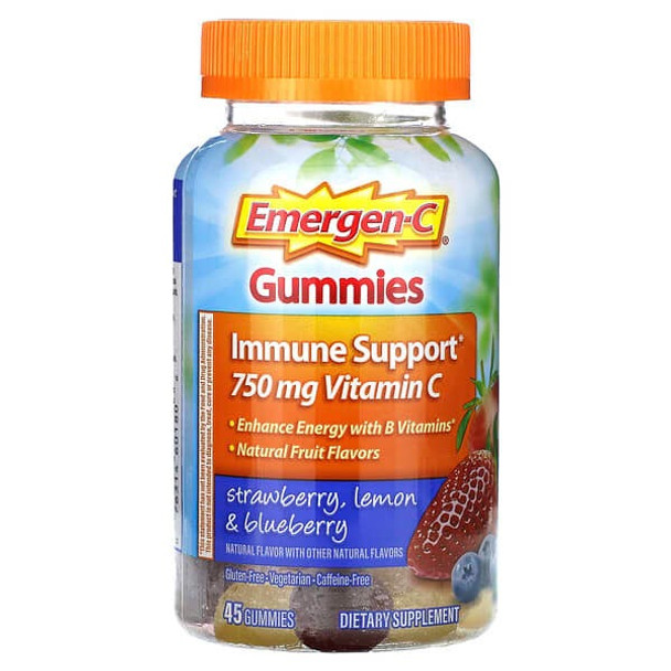 Emergen-C, Immune Support Gummies, Strawberry, Lemon & Blueberry, 45 Gummies