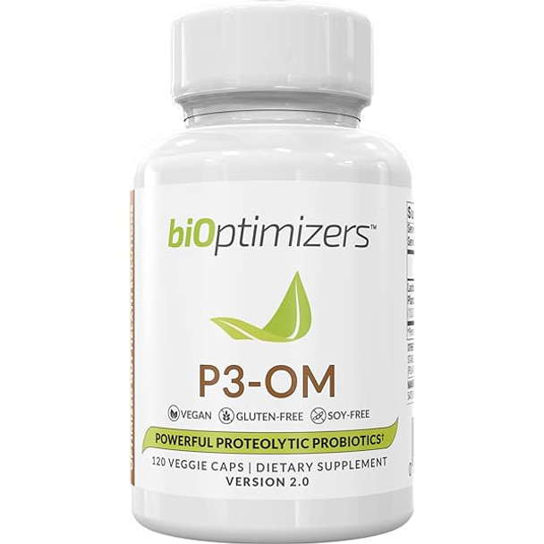 BiOptimizers P3-OM Proteolytic Prebiotics & Probiotics Supplement Lactobacillus Plantarum For Digestive & Immune Health Bloating & Gut Relief Support For Men & Women