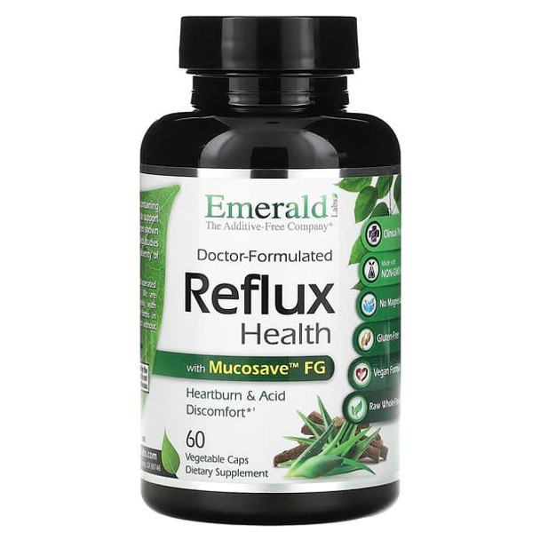 Emerald Laboratories, Reflux Health with Mucosave FG, 60 Vegetable Caps Emerald Laboratories, Reflux Health with Mucosave FG, 60 Vegetable Caps