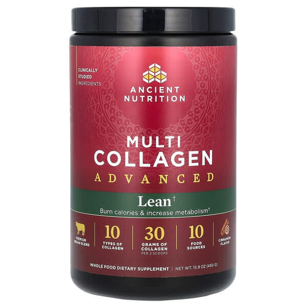 Ancient Nutrition, Multi Collagen Advanced, Lean, Cinnamon, 15.9 oz (450 g) Ancient Nutrition, Multi Collagen Advanced, Lean, Cinnamon, 15.9 oz (450 g)