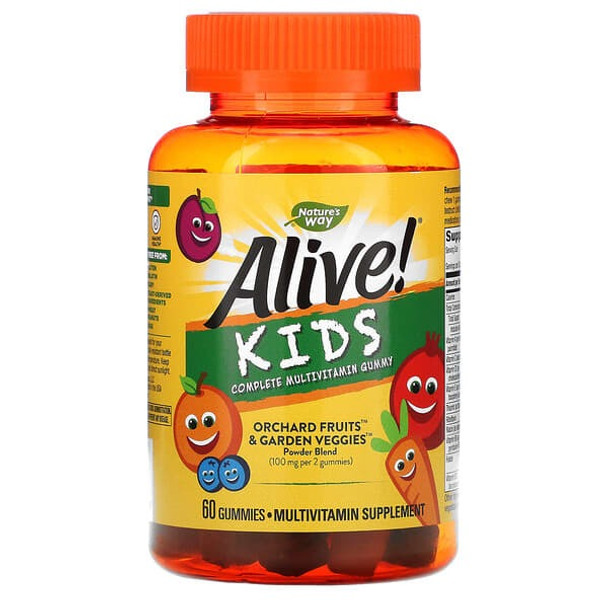 Nature's Way, Alive! Kids, Complete Multivitamin, Cherry, Orange & Grape , 60 Gummies