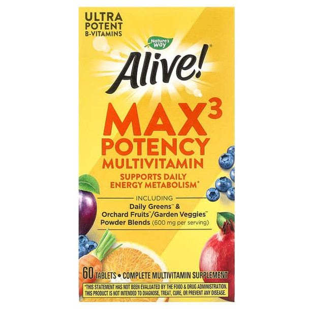 nature's way alive max potency multivitamin, Alive! Max3 Potency Multivitamin, 60 Tablets