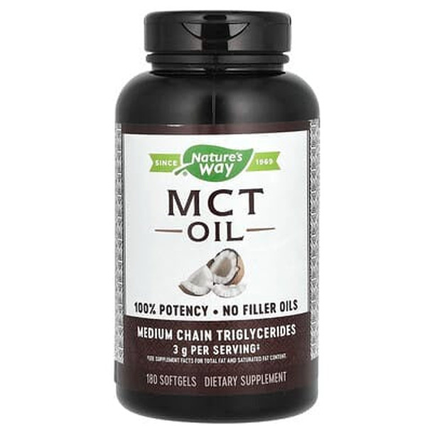 Nature's Way MCT Oil, 3 g, 180 Softgels (1 g Per Softgel)