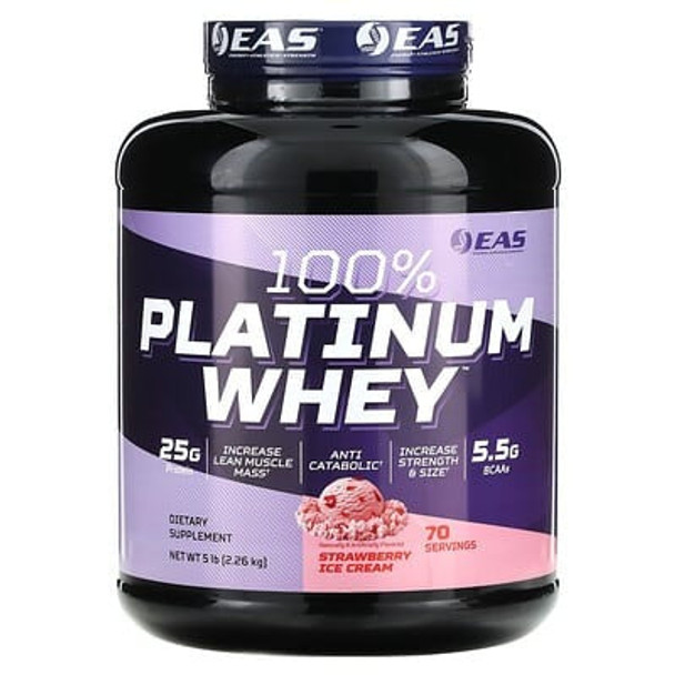 EAS, 100% Platinum Whey, Strawberry Ice Cream , 5 lb (2.26 kg)