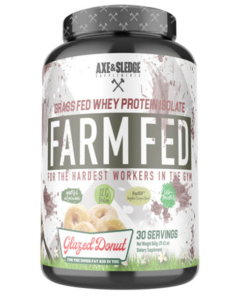 grass fed whey protein, AXE & SLEDGE FARM FED PROTEIN GRASS-FED WHEY PROTEIN ISOLATE GLAZED DONUT, 30 SERVINGS, AXE & SLEDGE