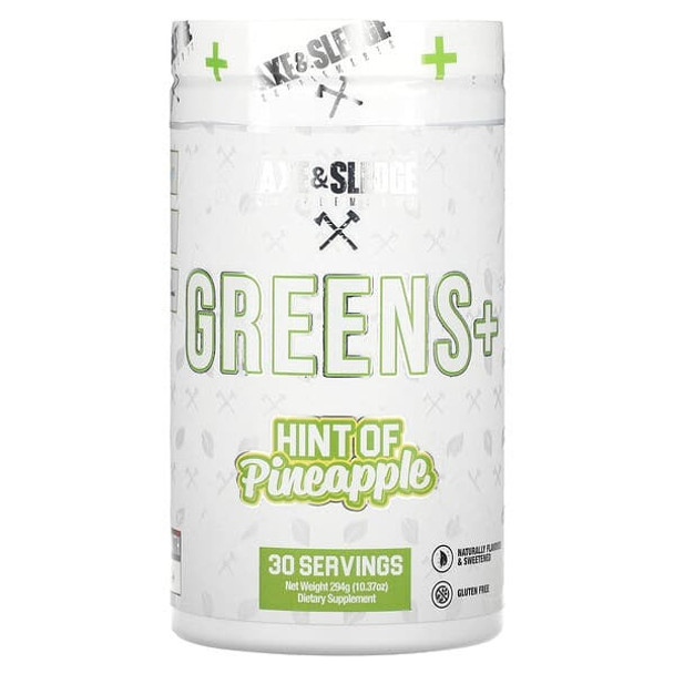 Axe & Sledge Supplements, Greens+, Hint of Pineapple, 10.37 oz (294 g)
