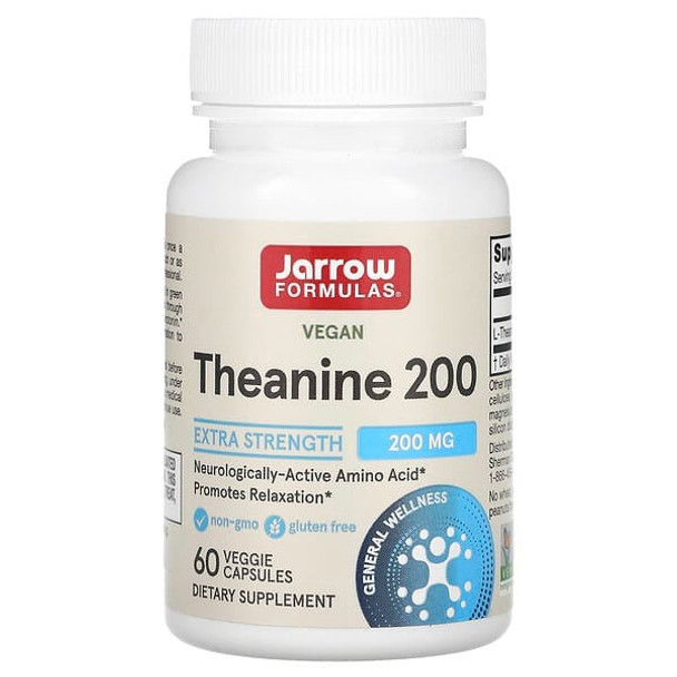 Jarrow Formulas Theanine 200, 200 mg, 60 Veggie Capsules