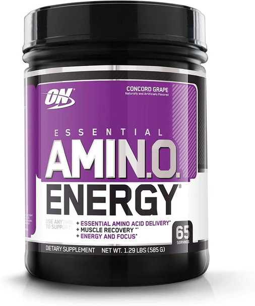Optimum Nutrition Amino Energy - Pre Workout with Green Tea, BCAA, Amino Acids, Keto Friendly, Green Coffee Extract, Energy Powder - Concord Grape, 65 Servings (Packaging May Vary)