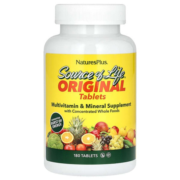 NaturesPlus, Source of Life, Original Tablets, Multi-Vitamin & Mineral Supplement, 180 Tablets