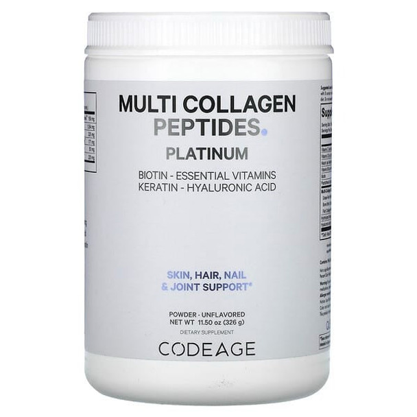 Codeage, Multi Collagen Peptides Powder Platinum, Unflavored, 11.5 oz (326 g)
