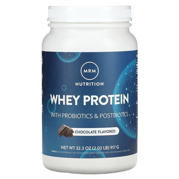 MRM Nutrition Whey Protein, With Probiotics & Postbiotics, Chocolate, 2.02 lbs (917 g)