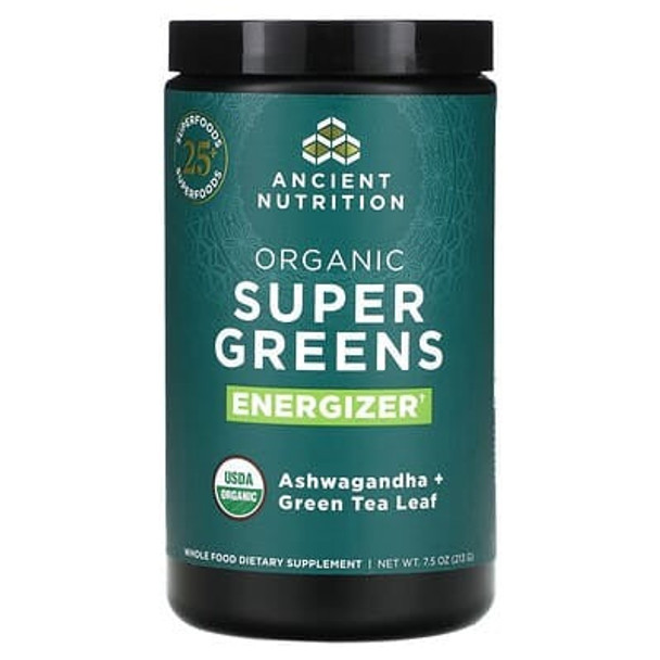 Ancient Nutrition, Organic Super Greens, Energizer, 7.5 oz (213 g)