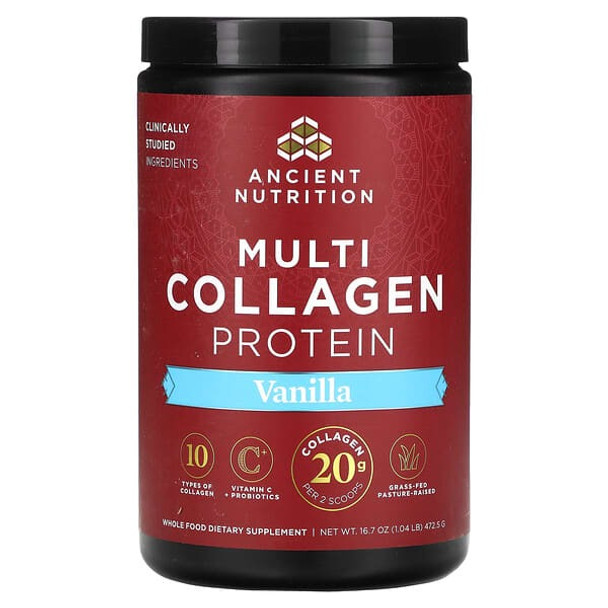 multi collagen protein ancient nutrition, Multi Collagen Protein, Vanilla, 1.04 lb (472.5 g)