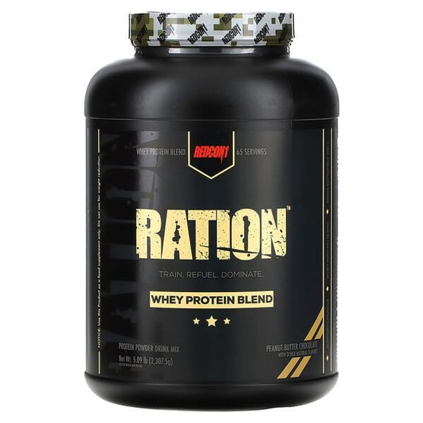 Redcon1, Ration, Whey Protein Blend, Peanut Butter Chocolate, 5.09 lbs (2,307.5 g) Redcon1, Ration, Whey Protein Blend, Peanut Butter Chocolate, 5.09 lbs (2,307.5 g)