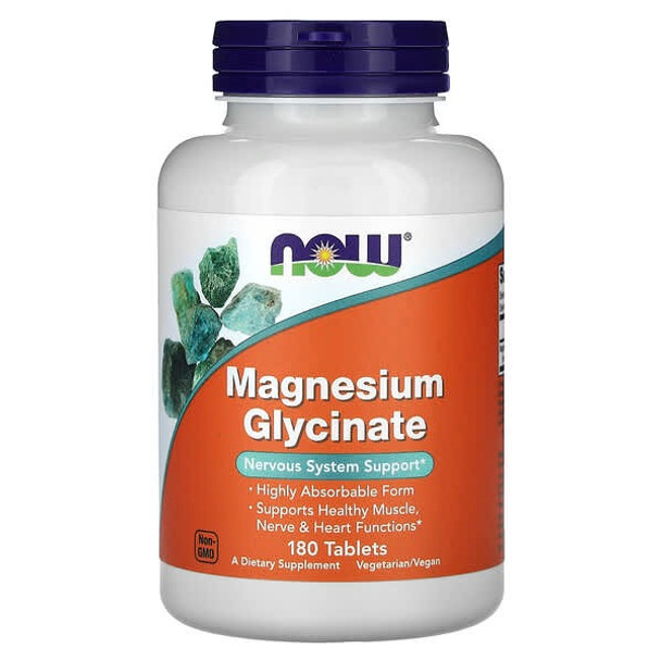 NOW Foods Magnesium Glycinate, 180 Tablets, now vitamins magnesium glycinate