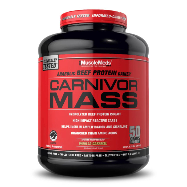 MuscleMeds Carnivor Mass Diet Supplement, Vanilla Caramel, 5.93 Pound