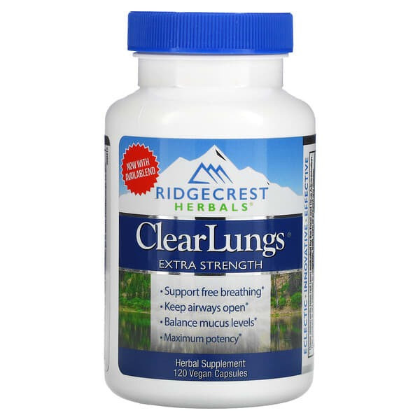 ridgecrest clear lungs, Herbals, ClearLungs, Extra Strength, 120 Vegan Capsules