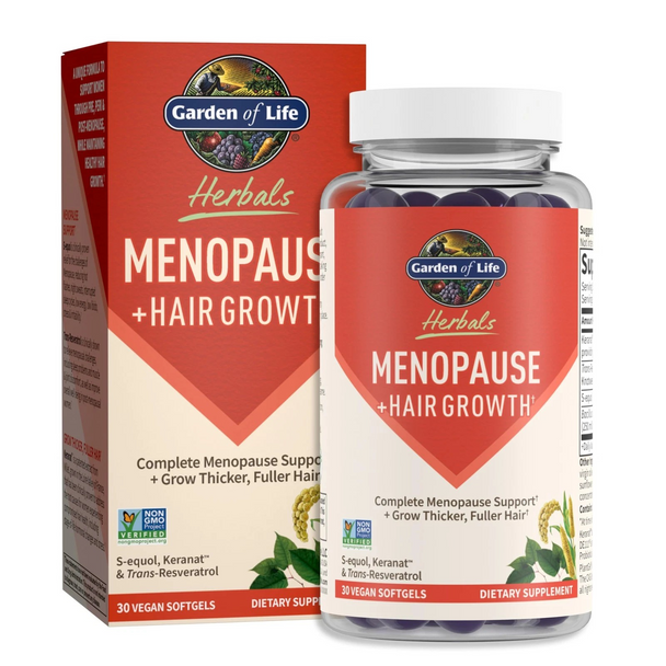 Garden of Life Herbals Menopause, + Hair Growth, Berry, 30 Vegan Softgels