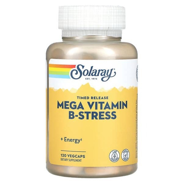 solaray vitamins, Mega Vitamin B-Stress, Timed-Release, 120 VegCaps
