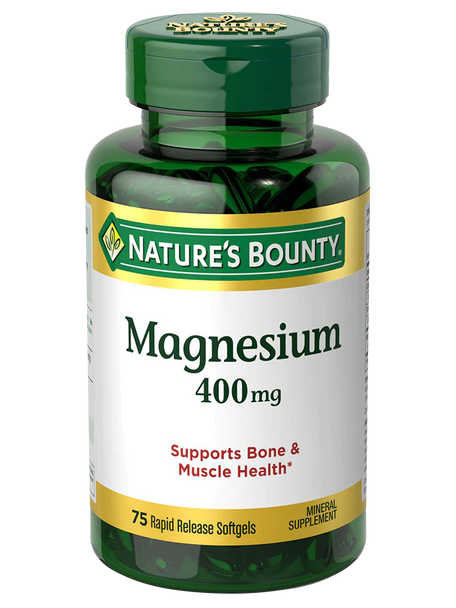 Nature's Bounty Magnesium, Whole Body Support, Supports Heart, Nerve and Bone Health. 400 mg, 75 Softgels
