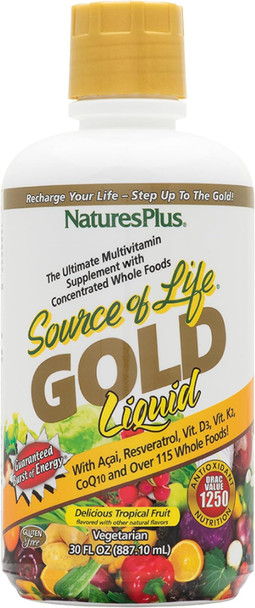 nature's plus gold liquid, source of life gold liquid, Multi Vitamin, Tropical Fruit Flavor, 30 fl oz