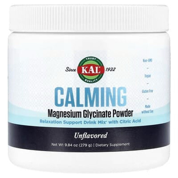 KAL, Calming Magnesium Glycinate Powder, Unflavored, 9.84 oz (279 g)