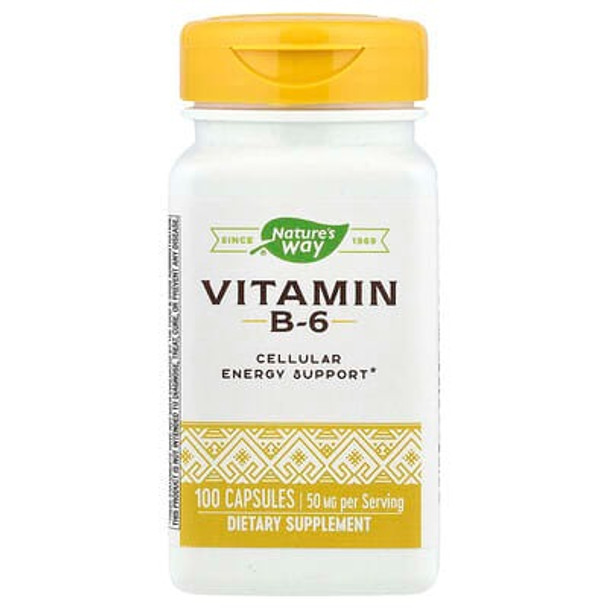 Nature's Way, Vitamin B-6, 50 mg, 100 Capsules Nature's Way, Vitamin B-6, 50 mg, 100 Capsules